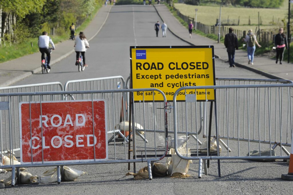 road closure signs in Edinburgh