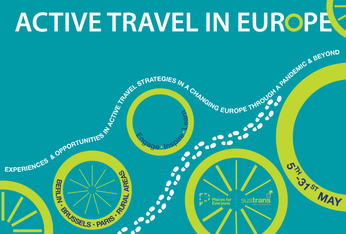 The event poster for the Active Travel in Europe webinar series
